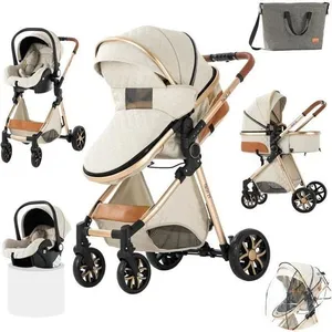 P O S Poussette 3 en 1 Bébé Combinée Siège-Auto Nacelle Trio Réversible Réglable Haute Qualité Roues increvables Canne blanc.bazarland30 pas cher