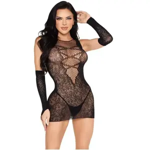 Leg Avenue - Mini Dress and Matching Gloves Lingerie set - ZwartVendu pareasytoys