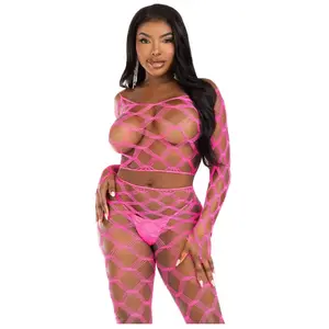 Leg Avenue - Hardcore Net Lingerie set - Roze pas cher