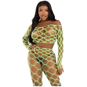 Leg Avenue - Hardcore Net Lingerie set - Groen pas cher