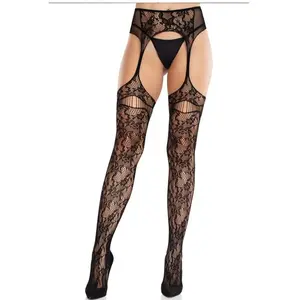 Leg Avenue - Net Kousen met jarretelgordel - Zwart pas cher