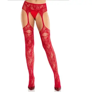 Leg Avenue - Net Kousen en jarretelgordel set - Rood