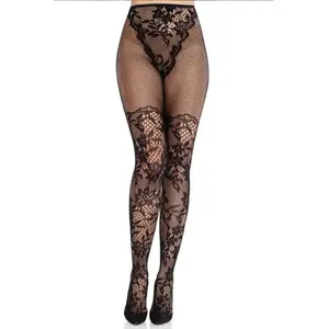 Leg Avenue - Dahlia Lace with Net Thigh Detail Panty - ZwartVendu parbol