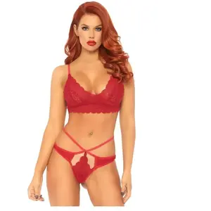 Leg Avenue 81578 Bralette en Dentelle/String Rouge Taille M/L EUR 42-44 pas cher