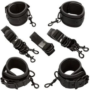 Calexotics - Nocturnal Bed Restraints Leather Adjustable Black