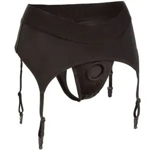 CalExotics Strap On Voorbinddildo Boundless Thong with Garter Zwart