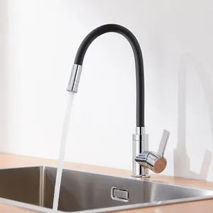 AURALUM MAX Robinet de Cuisine Rotatif 360°- Tuyau Noir en Silicone - Mitigeur Évier Flexible avec 2 Modes Jet pour Cuisine pas cher