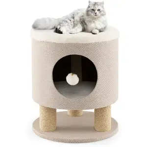 COSTWAY Arbre à Chat 47 CM avec Condo et Poteaux Griffoir, Charge 60 K... pas cher