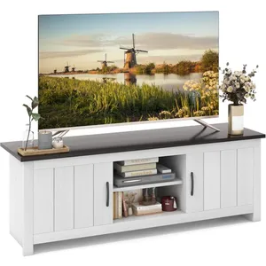 COSTWAY 60" Meuble TV avce 4 Compartiments 2 portes 2 Trous de Gestion... pas cher