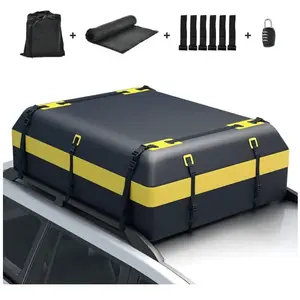 COSTWAY 600L Sac de Toit de Voiture Étanche avec 10 Sangles 6 Crochets de Porte, Verrouillage, Tapis Antidérapant, Sac de Rangement pas cher