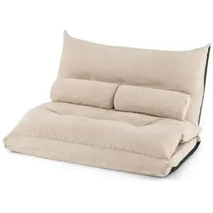 GOPLUS Fauteuil de Sol Convertible 2 Places 180 x110 cm, Pliable avec ... pas cher