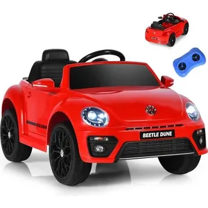 GOPLUS Voiture Électrique Enfant 3-8 Ans 12V Coccinelle avec Télécomma... pas cher