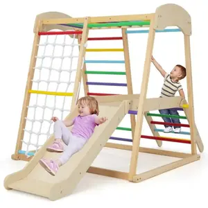 Aire de Jeu d'Escalade en Bois 6 en 1 DREAMADE avec Toboggan Corde et ... pas cher