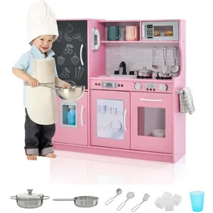 DREAMADE Cuisine Enfants en Bois avec Sons, 10 Accessoires, Tableau No... pas cher