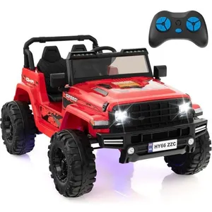 JEEP Véhicule Électrique 2 Places pour Enfant avec Télécommande 2,4G, Jeep 24V avec Vitesse Élevée/Basse, Lumières, Musique, RougeVendu parcdiscount