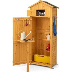 COSTWAY Armoire Abri de Jardin en Bois H180,5 cm 3 Etagères Amovibles ... pas cher