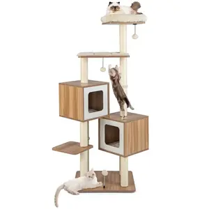 Costway Arbre À Chat En Bois 163 Cm Avec 3 Plateformes, 2 Niches, 3 Ba...Vendu parcdiscount