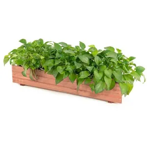 COSTWAY Jardinière Rectangulaire en Bois de Sapin Pré-huilé 91,5x18x16 CM Bac à Fleurs avec Grain de Bois Naturel pour pas cher