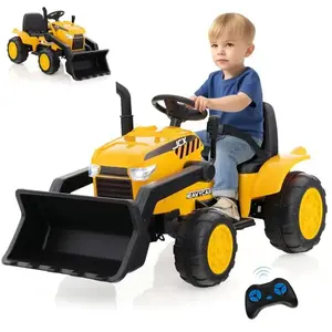 GOPLUS Tracteur Électrique Enfant 3-8 Ans 12V,Tractopelle avec Bras et...Vendu parcdiscount