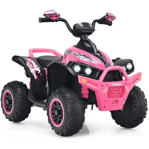 GOPLUS Quad Électrique 4x4 Enfant 3-8 Ans avec 2 Vitesses Réglables,Voiture Électrique  1 Place avec Lumières LED-Musique,Rose pas cher