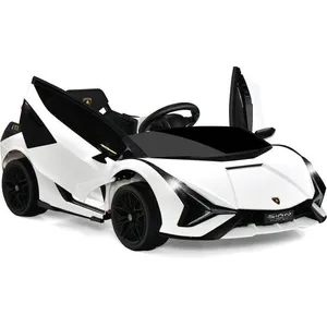 GOPLUS Voiture Électrique Enfant 12V Cabriolet Lamborghini de Portes Ciseaux avec Télécommande 2,4G,avec LED-Musique-USB,Blanc pas cher