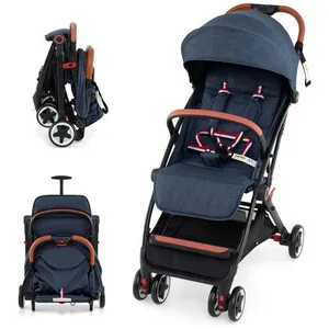 COSTWAY Poussette Bébé 0-3 Ans Pliable à une Main avec Tige,Dossier-Re... pas cher