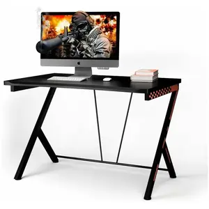 COSTWAY 3 en 1 Bureau Gaming 116X75X77 CM Cadre en Métal en Forme de R avec Repose-pieds Réglables, Charge 80 KG, Style Design pas cher