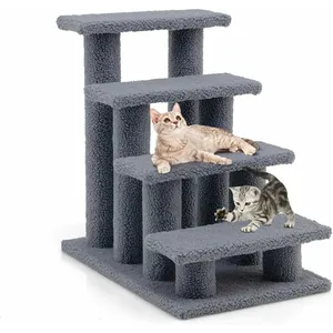 Costway Arbre À Chat 60 Cm En Cachemire, Escalier Pour Animaux Marches...Vendu parcdiscount
