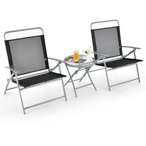 Ensemble de Jardin Pliant - COSTWAY - 2 Chaises et 1 Table - Métal - V...Vendu parcdiscount
