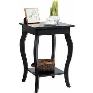 COSTWAY Lot de 2 Tables d'Appoint, Bout de Canapé 2 Niveaux avec Patins Antidérapants pour Chambre, Salon, 40 x 40 x 60 cm, Noir pas cher