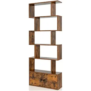 GOPLUS Bibliothèque Étagère de Rangement 70x23x183CM à 5 Niveaux avec ... pas cher