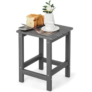 COSTWAY Table Basse de Jardin en HDPE L36 x P36 x H47 CM Anti-UV Charge max.:100 KG Table d’Appoint Intérieur, Extérieur Gris pas cher