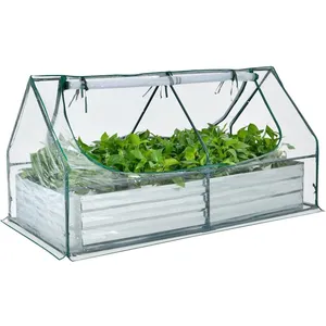 COSTWAY 2 en 1 Lit Surélevé de Jardin avec Serre, 2 Fenêtres Enroulabl... pas cher
