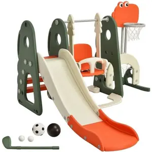 COSTWAY Ensemble Toboggan Balançoire 6 en 1: Basket-ball, Football, Es...Vendu parcdiscount