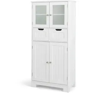 COSTWAY Colonne Salle de Bain Armoire Haute avec 4 Portes 2 Tiroirs, É... pas cher