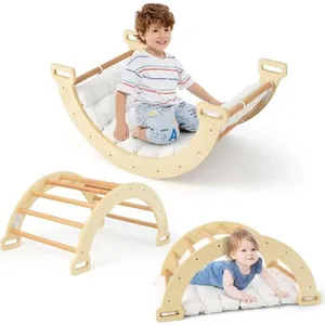 COSTWAY Arche d’Escalade Montessori 3 en 1 à Bascule, Coussin Moelleux pour Grimper ou Se Reposer Utilisable Intérieur/Extérieur pas cher