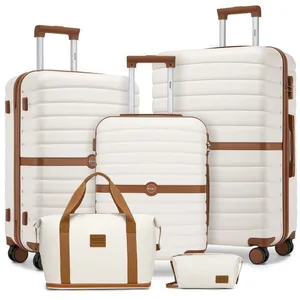 KONO Set de 5 Valises de Voyage (55+66+76 cm) à 4 roulettes avec serrure TS... pas cher