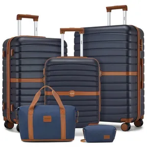 Kono Set de 5 Valises de Voyage (55+66+76 cm) à 4 roulettes avec serru... pas cher