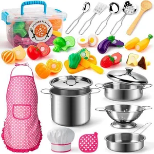 NETBOAT Accessoire Cuisine Enfant, Chef Jeu de rôle avec Ustensile Pot... pas cher