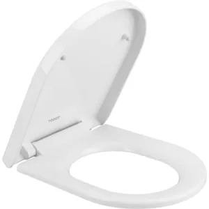 TODOT Abattant WC universel Déclipsable Blanc Forme D en Polypropylène avec Frein de Chute Charnière Réglable Installation Facile pas cher