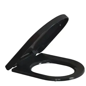 TODOT Abattant WC universel Déclipsable Noir Forme D en Polypropylène avec Frein de Chute Charnière Réglable Installation Facile pas cher