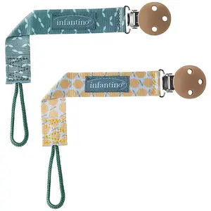 INFANTINO Pack de 2 attache-sucettes jaune TU pas cher