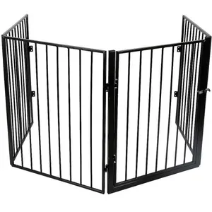 Barrière de Sécurité Enfant - KELUODAE - 4 pans Noir - 240cm - MétalVendu parcdiscount