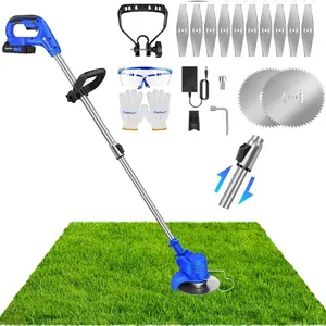 DAYPLUS Coupe-Bordures sans Fil Réglable, 21V, Tondeuse à Gazon Électrique, 1 Battery et 12 Lames. Tige Télescopique, Angle RéglableVendu parcdiscount