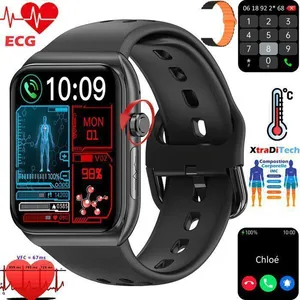 Montre Connectée XtraDiTech ECG Cardiofréquencemètre Thermomètre Monit... pas cher