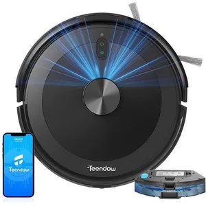TEENDOW Robot Aspirateur Laveur, 4500Pa Aspirateur Robot sans Fil avec Balai, 2600mAH/120Min, Wi-Fi/ LDS Laser Navigation pas cher