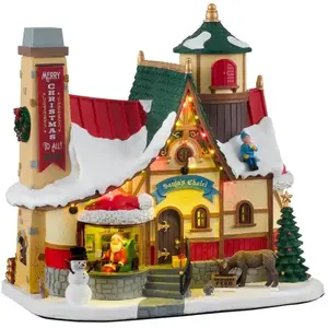 Lemax - 'Santa's Chalet' - Verlicht gebouw met rookeffect - Inclusief adapter pas cher