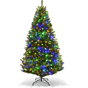 GOPLUS Sapin de Noël Artificiel Lumineux 150CM-600 Branches avec LED Lumière 4 Couleurs et Blanche11 Modes d’Éclairage pas cher