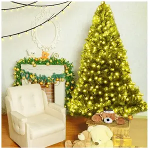 GOPLUS Sapin de Noël Lumineux 120CM100 LED11 Modes dEclairage-300 Branches Artificiel Réaliste en PVC Ignifugé Décoration Noël pas cher
