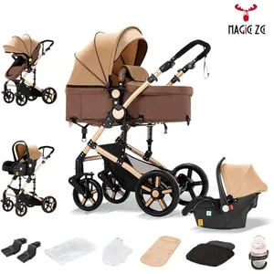MagicZC Poussettes 3 en 1convertible Nacellesiege autonouveau nébebePosition Allongéepour 0-3 ansKaki pas cher